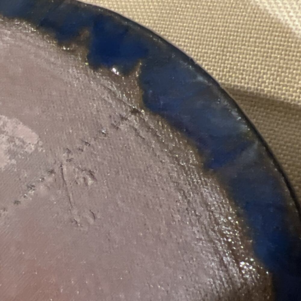 Vintage Studio Art Pottery Oval Tray with Handles Blue Brown - Picture 10 of 10